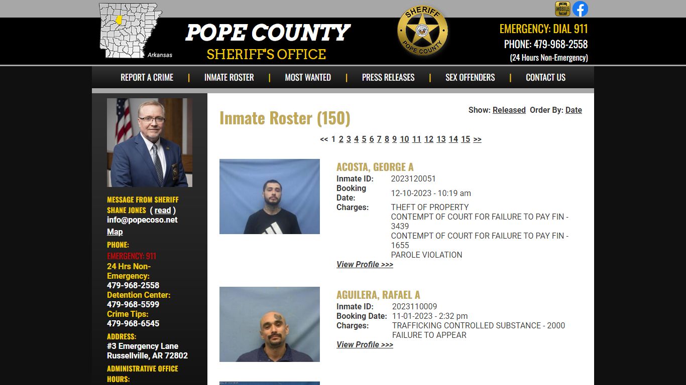 Inmate Roster - Current Inmates - Pope County AR Sheriff